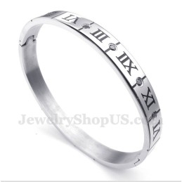Pulsera De Titanio Con Diamantes Y Números Romanos Para Hombre