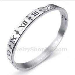 Pulsera De Titanio Con Diamantes Y Números Romanos Para Hombre