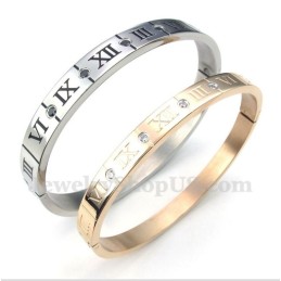 Pulsera De Titanio Con Diamantes Y Números Romanos Para Pareja (Un Par)