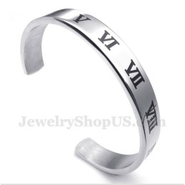 Pulsera De Titanio Con Números Romanos Para Hombre