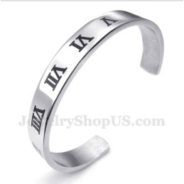 Pulsera De Titanio Con Números Romanos Para Hombre