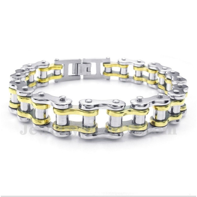 Pulsera De Titanio Y Oro Para Hombre