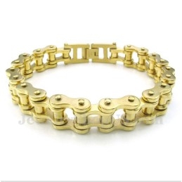 Pulsera De Cadena De Bicicleta De Titanio Y Oro Para Hombre