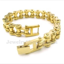 Pulsera De Cadena De Bicicleta De Titanio Y Oro Para Hombre