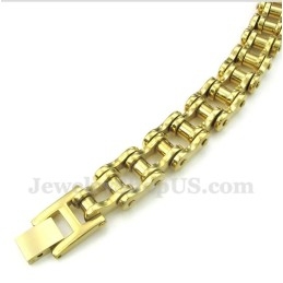 Pulsera De Cadena De Bicicleta De Titanio Y Oro Para Hombre