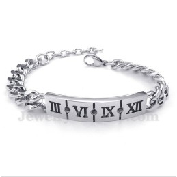 Pulsera De Titanio Con Diamantes Y Números Romanos Para Hombre