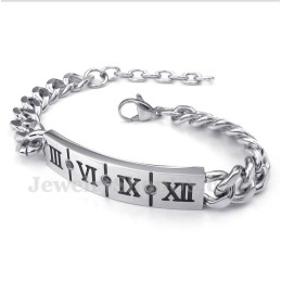 Pulsera De Titanio Con Diamantes Y Números Romanos Para Hombre