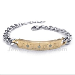 Pulsera De Titanio Con Diamantes Y Números Romanos Para Hombre