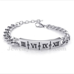 Pulsera De Titanio Con Números Romanos Y Diamantes Para Pareja (Un Par)