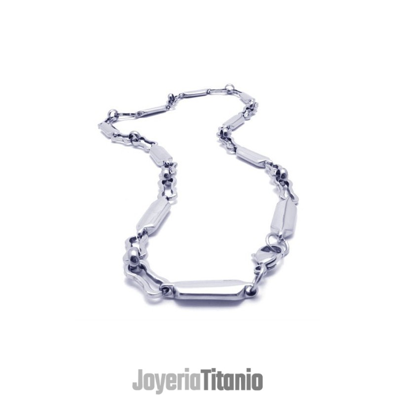 Collar Liso De Titanio Y Plata De 20,1 Pulgadas