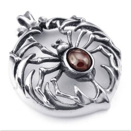 Colgante De Araña De Titanio Con Diamantes Rojos Para Hombre Con Cadena Gratis