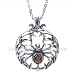 Colgante De Araña De Titanio Con Diamantes Rojos Para Hombre Con Cadena Gratis