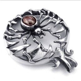 Colgante De Araña De Titanio Con Diamantes Rojos Para Hombre Con Cadena Gratis