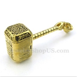 Colgante De Martillo De Thor De Titanio Y Oro Para Hombre Con Cadena Gratis