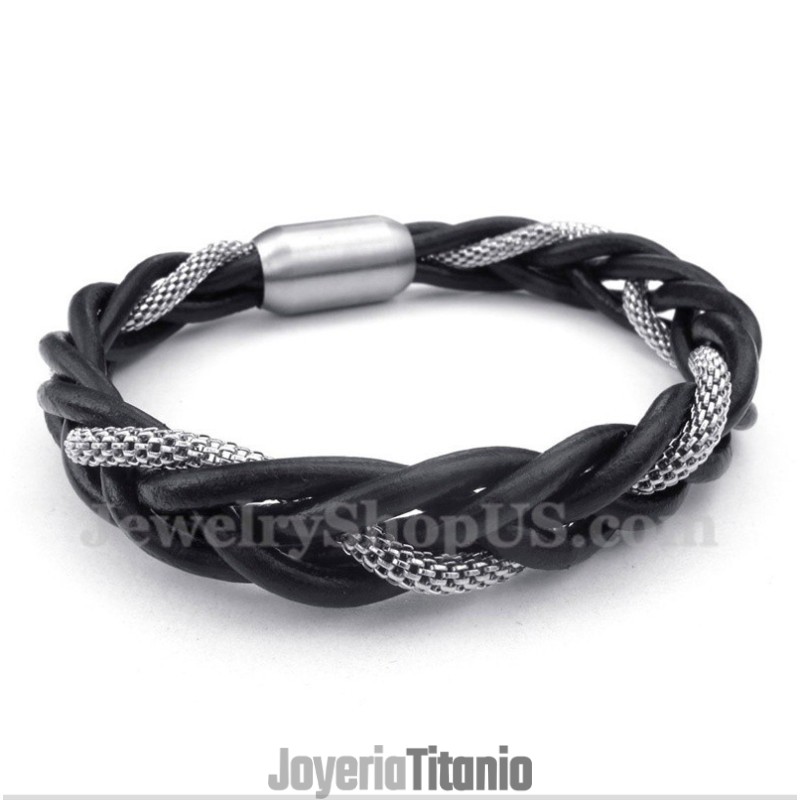 Pulsera De Cuero De Titanio Para Hombre Pulsera De Cuero De Titanio Para Hombre