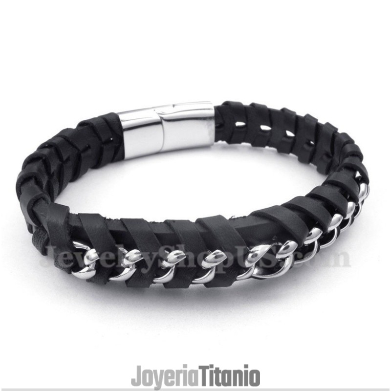 Pulsera De Cuero De Titanio Para Hombre Pulsera De Cuero De Titanio Para Hombre