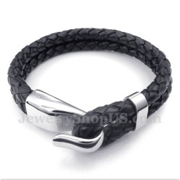 Pulsera De Titanio Y Cuero Para Hombre