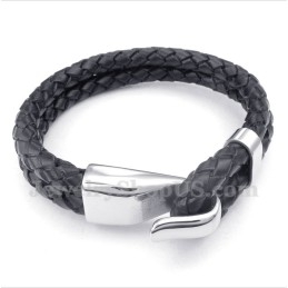 Pulsera De Titanio Y Cuero Para Hombre