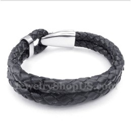 Pulsera De Titanio Y Cuero Para Hombre