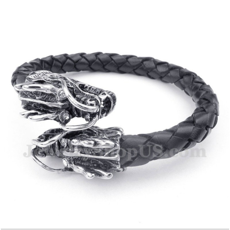 Pulsera De Cuero Con Cabeza De Dragón Chino Para Hombre Pulsera De Cuero Con Cabeza De Dragón Chino Para Hombre