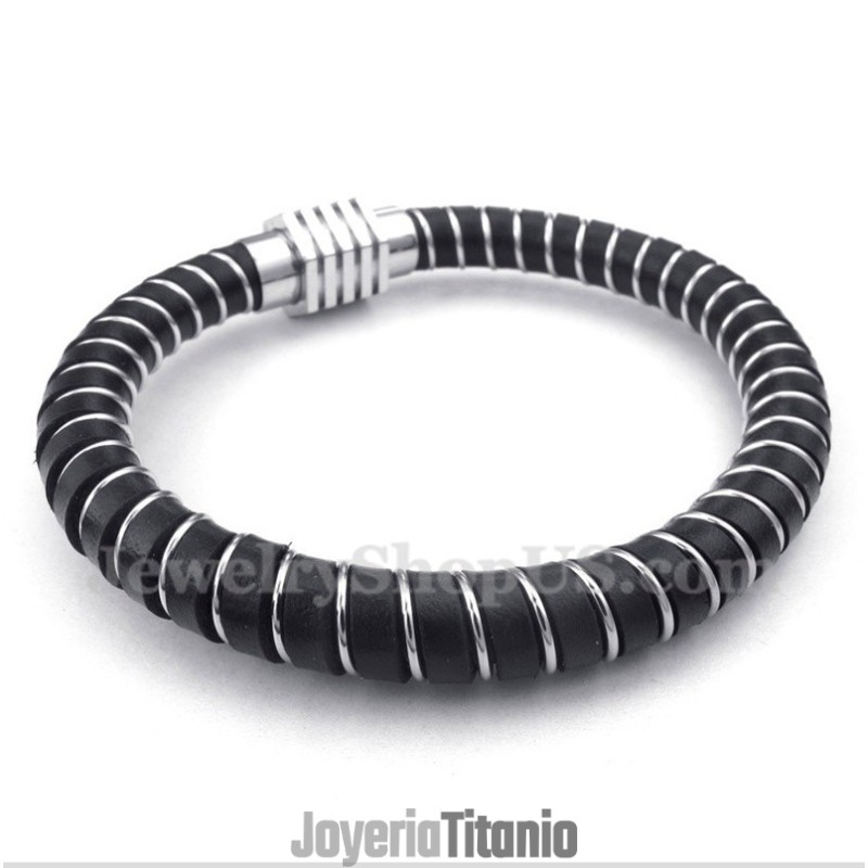 Pulsera De Cuero Tipo Cable Para Hombre Pulsera De Cuero Tipo Cable Para Hombre