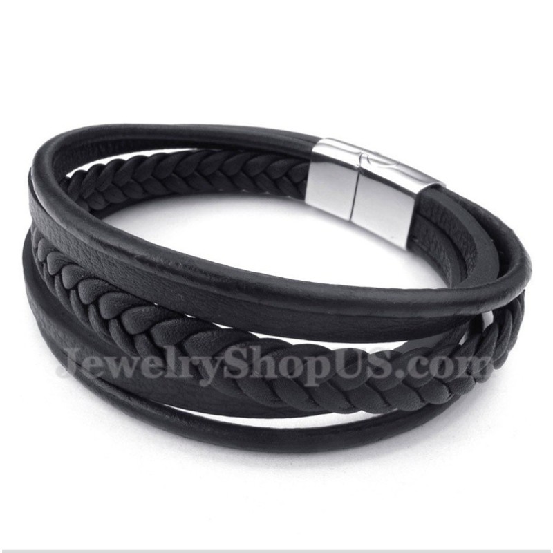 Pulsera De Titanio Y Cuero Para Hombre Pulsera De Titanio Y Cuero Para Hombre