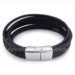 Pulsera De Titanio Y Cuero Para Hombre