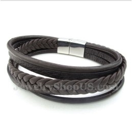 Pulsera De Titanio Y Cuero Para Hombre