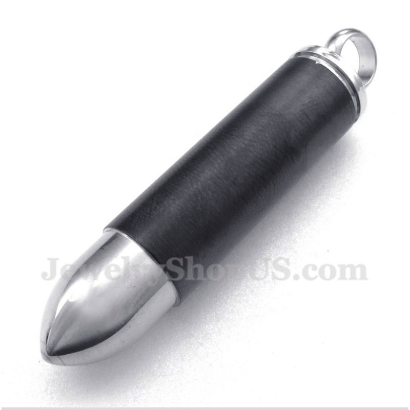 Colgante De Bala De Titanio Negro Para Hombre Con Cadena Gratis