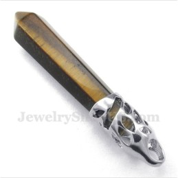 Colgante De Prisma Hexagonal Con Piedras Preciosas De Ojo De Tigre Para Hombre Con Cadena Gratis