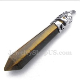 Colgante De Prisma Hexagonal Con Piedras Preciosas De Ojo De Tigre Para Hombre Con Cadena Gratis