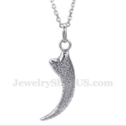 Colgante De Colmillo De Lobo De Titanio Para Hombre Con Cadena Gratis