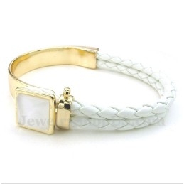 Pulsera De Titanio Y Cuero Para Hombre