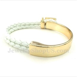 Pulsera De Titanio Y Cuero Para Hombre