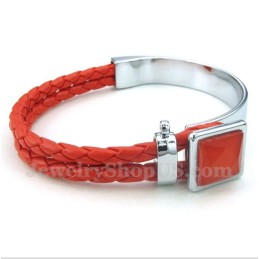 Pulsera De Titanio Y Cuero Para Hombre