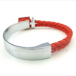 Pulsera De Titanio Y Cuero Para Hombre