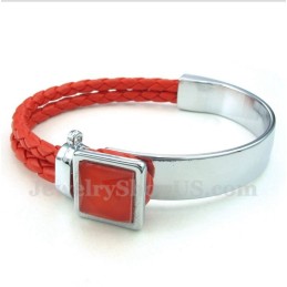 Pulsera De Titanio Y Cuero Para Hombre