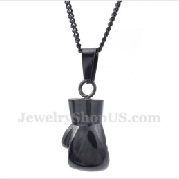 Colgante De Guante De Boxeo De Titanio Negro Para Hombre Con Cadena Gratis