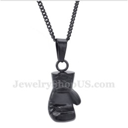 Colgante De Guante De Boxeo De Titanio Negro Para Hombre Con Cadena Gratis