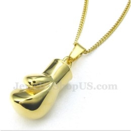 Colgante De Guante De Boxeo De Titanio Dorado Para Hombre Con Cadena Gratis