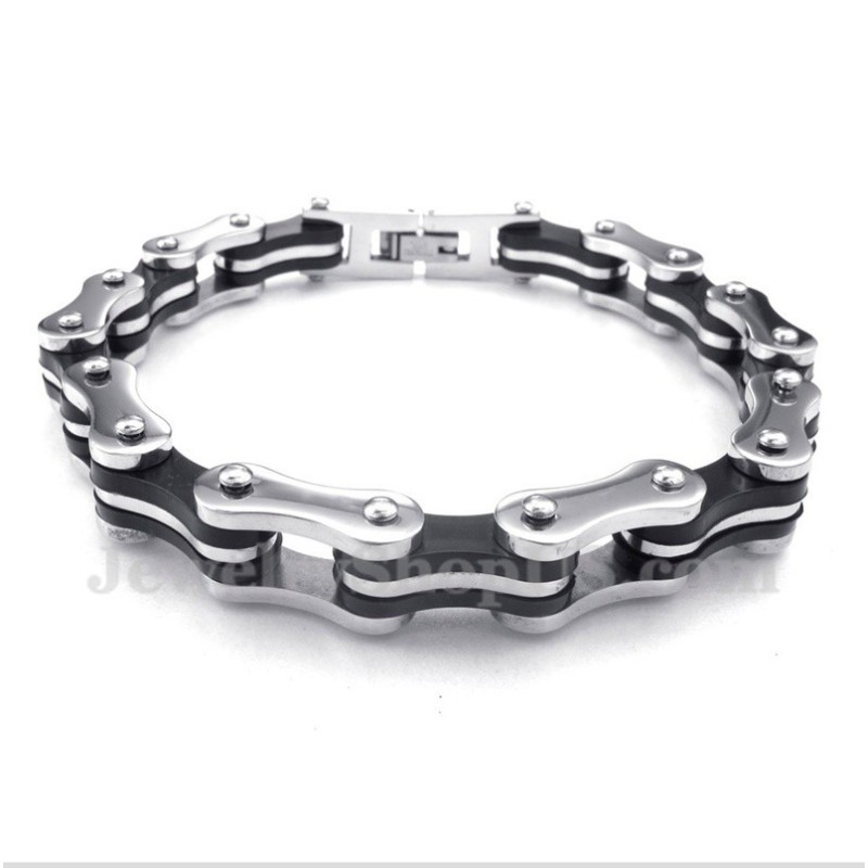 Pulsera De Caucho Con Cadena De Bicicleta De Titanio Para Hombre