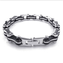 Pulsera De Caucho Con Cadena De Bicicleta De Titanio Para Hombre