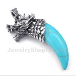Colgante De Cuernos De Lobo Turquesa De Titanio Para Hombre Con Cadena Gratis