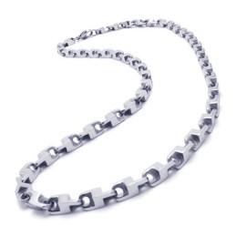 Collar Fino De Plata Y Titanio De 21,7 Pulgadas