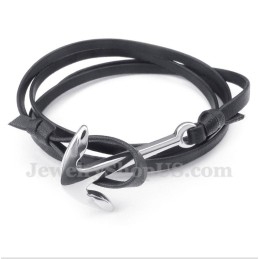 Pulsera De Titanio Y Cuero Para Hombre