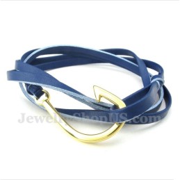Pulsera De Titanio Con Ganchos De Cuero Para Hombre
