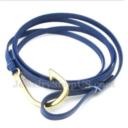 Pulsera De Titanio Con Ganchos De Cuero Para Hombre