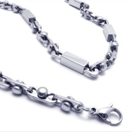Collar Cuboide De Titanio Y Plata De 21,9 Pulgadas