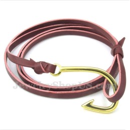 Pulsera De Titanio Con Ganchos De Cuero Para Hombre
