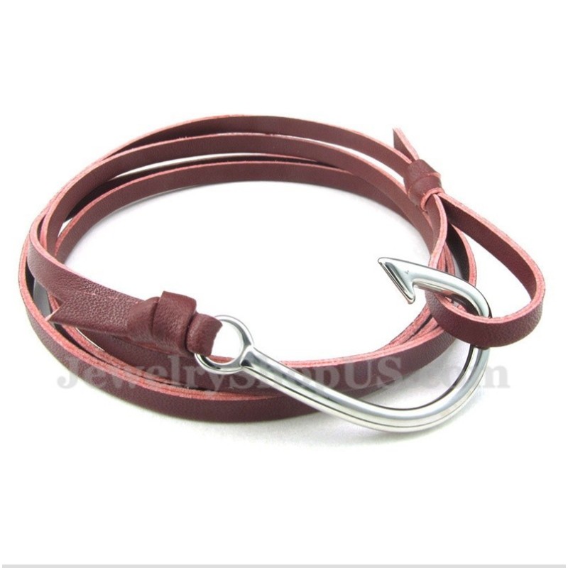 Pulsera De Titanio Con Ganchos De Cuero Para Hombre Pulsera De Titanio Con Ganchos De Cuero Para Hombre